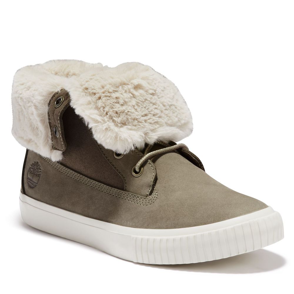 Timberland Μποτες Χιονιού Γυναικεια Ελιά - Skyla Bay Fleece Fold-Down - Greece 0628394-ZU